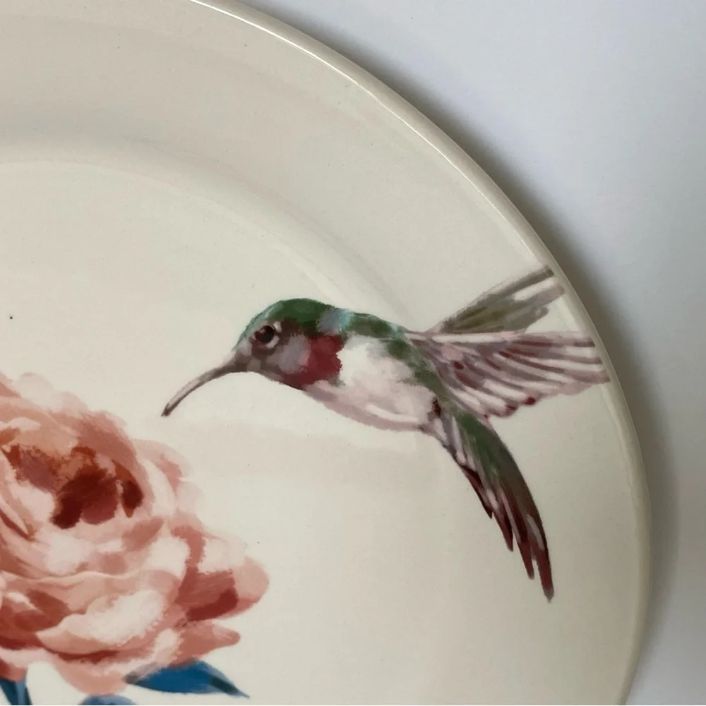 Pier 1 Imports Hummingbird Plate Ceramic 8.75” Lunch Decor birds Ruby Throated
